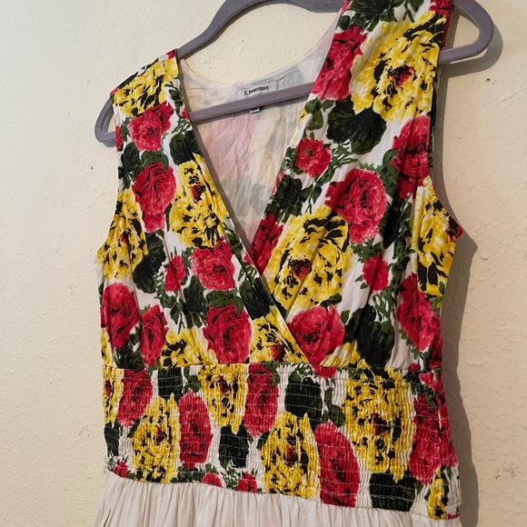 J Peterman White Floral Midi Dress Spring Garden Party Modest Elegant Feminine - Picture 3 of 8